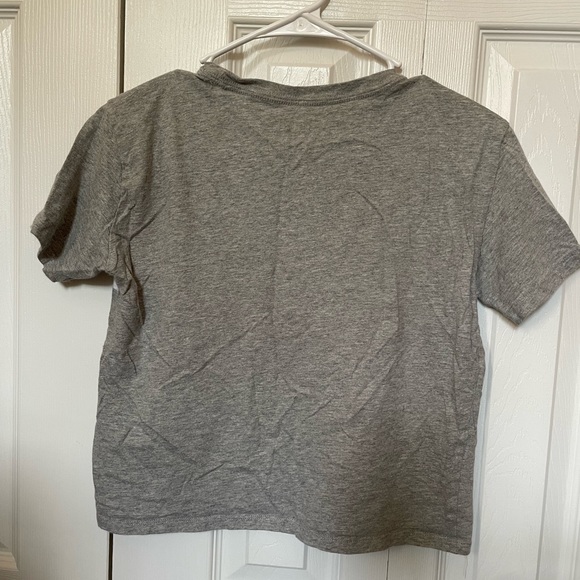 Hollister crop top. Grey with blue, yellow, red, and a white stripe. - Picture 2 of 3